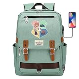 Harry Potter Buch Tasche süße Anime Muster Rucksack, Teenage Boys und Mädchen Schultasche 15 Zoll Laptop Rucksack Groß Grü