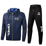 MAUXpIAO Herren Sportswear Anzug Op-El Logo Kapuzenjacke und Sporthose, Outdoor Casual Zip Jogginganzug Cardigan Trainingsanzug Mode/Blau / 5XL