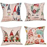 Weihnachten Kissenbezug 4 Pack,Winter dekokissen,Dekor Kissenhülle,Kissenbezug Weihnachten 45x45,kissenhülle Home bunt,Leinen Dekokissen,Schlafzimmer Dekok