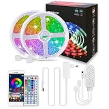 LED Strip,30M LED Streifen RGB 5050 mit Bluetooth APP, 49.2ft X 2 Musik Sync Lichtstreifen mit IR-Fernbedienung und Controller Gesteuert, LED lichtband mit Dimmbar, für Haus Schlafzimmer TV Kü