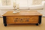 Uncle Joe´s Couchtisch Meubles Truhentisch Truhe im Vintage Shabby chic Style aus Massiv-Holz in braun mit Stauraum und Deckel Holzkiste Beistelltisch Landhaus Wohnzimmertisch Holztisch nussb