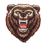 Angry Grizzly Bär Patch zum Aufbügeln | Vintage Patches, Tiere Bügelflicken, Biker Bügelbild, Bear Aufnäher Finally H