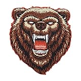Angry Grizzly Bär Patch zum Aufbügeln | Vintage Patches, Tiere Bügelflicken, Biker Bügelbild, Bear Aufnäher Finally H