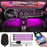 WILLED Auto LED Innenbeleuchtung, 4pcs 48LED Auto RGB Strips, Upgrade Kontrolleur, Wasserdicht Beleuchtung APP Steuerbare mehrfarbig Musik Innenbeleuchtung, 5V USB