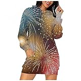 GFGHH Weihnachtskleid Damen Hoodie Langarm Sweatshirts Lässig Pullover Kleid Herbst Winter Kapuzenpullover Elegant Minikleid Knielang Blusenkleid Jumper Festliche Geschenk Xmas Partykleid F