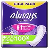 Always Dailies Slipeinlagen Damen Slim Fresh Normal (100 Binden) Giga Pack, mit frischem Duft, passend für alle Slipformen, atmungsaktiv, flexib