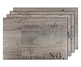 4er Premium Tischsets Holzoptik Weinkiste Grau-Braun | PVC Schaum-Vinyl | 43,5x28,5cm | 2,4mm | 180g | Gastro-Qualität | abwaschbar | b