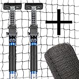 ALLEGRA Katzennetz !!!B-Ware MIT KLEINEN FEHLERN!!! für Balkon und Fenster, Katzenschutznetz mit Stangen Halterung, Set mit Netz Teleskopstange Spannstangen ohne Bohren Drahtverstärkt Schwarz Grü