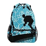 Eishockey Spieler Sport Schulrucksack für Jungen Mädchen Kinder Reisetasche Bookbag