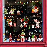 Weihnachten Fenstersticker, Locsee 149 PCS Weihnachtsaufkleber Weihnachtsaufkleber Abnehmbare PVC Weihnachten Schneeflocken Gnome Elf Selbstklebend Winter Weihnachtsdeko DIY-Dekorationen (9 Blätter)