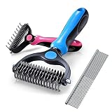 OurTop Hundebürste & Katzenbürste für langhaar, 3PCS Unterfellbürste für Langhaar Unterwollkamm entfernt Unterwolle & Verfilzungen Hundefell Unterwoll-Bürste + Hundekamm, Massageffekt & Deck