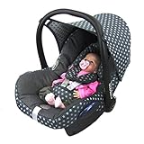 BAMBINIWELT Ersatzbezug für Maxi-Cosi CabrioFix 6-tlg, Bezug für Babyschale, Komplett-Set STERNE DUNKELGRAU XX