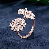 LYWZX Ringe Für Damen Verstellbar Rechteck Pflastern Glänzende AAA-Zirkonia-Kristall-Offene Justierbare Ringe Für Frauen-Art- Und Weisehochzeitsfest Jewelry-Resizable_Rose_Gold_C