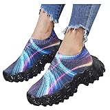 JLGY Laufsportschuhe Damen Sportschuhe Mesh atmungsaktiv Walkingschuhe Freizeitschuhe Schnür Damenschuhe Joggingschuhe Rutschfest Sneaker Flache Schuhe Leichtgewichts Straß