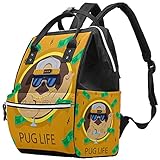 WJJSXKA Rucksäcke Wickeltasche Laptop Notebook Rucksack Reise Wandern Tagesrucksack für Damen Herren - Mopsleben niedlichen Cartoon Geld D