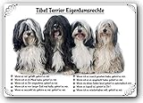 Merchandise for Fans Blechschild/Warnschild/Türschild - Aluminium - 20x30cm Eigentumsrechte Motiv: Tibet Terrier (01)