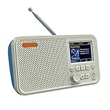 Topyj Tragbares DAB Radio mit Akku, DAB+, FM, Lautsprecher, Farbdisplay, AUX, Kopfhöreranschluss, Kompaktanlage, Wecker, kleines UKW Küchenradio mit Bluetooth/SD-Anschluss für Büro-Heimw