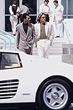 Erthstore Wandposter von Miami Vice Don Johnson Philip Michael Thomas mit weißem Ferrari Testarossa, 28 x 43