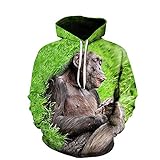 foerhine Frecher Orang-Utan 3D Digitaldruck Unisex Hoodie HD Pullover Leichtes Sweatshirt Tasche Paar Set-L
