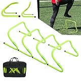 YUENFONG Agility Speed Hürden Fussball Koordinationshürden, 6er Set Training Hürdensatz Höhenverstellbar, Multi-Sport Trainingshilfe für Kinder, Grü