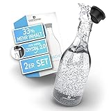 LICHTENWERK® 2X Premium Glasflasche kompatibel mit Sodastream Crystal 2.0 [33% MEHR SPRUDEL] - Edle Glaskaraffe mit mehr Volumen - Trinkflasche Sprudeln - Kohlensäure geeignet - Spü