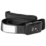 Travel Buddy TSA zugelassenes Gepäckband - 3-Wahl-TSA-Sicherheits-Zahlenschloss - Verstellbarer Koffer-Verpackungsband Reiseanhänger für Flughafensicherheit und Gepäckausgabe (SCHWARZ)