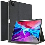 Supveco iPad Pro 12.9 2020 4. Generation mit Stifthalter, Unterstützung 2. Apple Pencil Aufladung, Nachbildung Denim + Soft TPU Back Cover Auto Sleep/Wake für Hülle taup