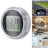 YChoice365 Mini-Uhr, 1,1 Zoll Durchmesser Universelle Digitale Mini-Motorraduhr mit Knopfbatterie, wasserdichte Motorraduhr Aufklebbares Motorrad/Kühlschrank/Bad/Kü