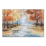 ZNYB Bilder Leinwand Wohnzimmer Abstrakte Bäume malen 100% handgemaltes Ölgemälde Moderne Landschafts Wand Kunst Leinwand malerei für Wohnzimmer Heim Dek