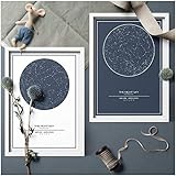 KDSMFA Nachthimmel Karte Druck Personalisierte Sternkarte Leinwand Kunst Poster Gemälde Wandkunst Home Decor für Wohnzimmer - 60 x 80 cm - 2 Stück ohne R