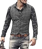 PAJKWW Weste Herren Kariert Slim Fit Retro Casual Herren Anzug Weste Frühling Herbst Hochzeitsfeier Gastgeber Klassischer Basic Herren Blazer A-Grey M