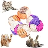 Katzenspielzeug Bälle,Katze Sisal Ball,Katzenball aus Sisal-Seil ,Haustier Kratzball,Katzenspielzeug , Katzenspielzeug Ball für Haustier Katzen Spielen, 6 Stück