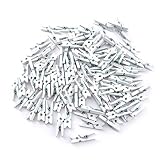 Sepkina 100 kleine süße Mini Zierklammern Dekoklammern Klammern Holz Wäscheklammern Miniklammern Holzklammern Natur Weiss 2,5cm (SD-DK-100-White)