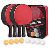 Tischtennisschläger Set, 4 Tischtennis-Schläger + 8 Tischtennisbälle Tischtennis Schläger Set mit Tasche Profi Sport Set für Indoor & Outdoor Sp