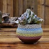 Zenghh Übertopf Blumentopf - Handgemachter Steingut Blumentopf, Kräuterbehälter Kaktus Sukkulenten Korb, Regenbogen Farbverlauf Keramik Keramik Vase, Für Mann Mond Garten Hof, Indoor O