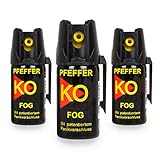 Pfefferspray KO Fog Hundeabwehr Verteidigungsspray 40ml Abwehrspray Pepper Defender (KO Fog 40 ML 3er Set)