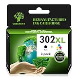 GREENSKY 302XL Tintenpatronen Wiederaufbereitete für HP 302 Druckerpatronen Ersatz für HP Envy 4525 4520 4523 4524 Officejet 3831 3833 5230 3830 5230 4654 DeskJet 3630 3636 (1 Schwarz 1 Dreifarbig)