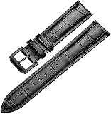 Chtom Uhrenarmband mit weichem Dermal-Armband, 18–24 mm, Armbandbeschläge, Armband (Farbe: Schwarz, Größe: 15 mm)