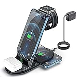 Induktive Ladestation,ZHIKE 4 in 1 Wireless Charger mit QC 3.0 Adapter 10W Kabelloses Ladegerät Kompatibel mit Smartphone, iPhone, Airpods, Apple W