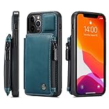 Robuste Schutzhülle für 12 Pro Max 2020 5G 16,7 cm Frauen Rückseite Kartenhalter Blau Kickstand Durable Shell sperrige Schutzhülle Soft Boy Girl Leder Herren Reißverschluss Geschenk