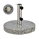 DIES&DAS 1 STK. Granitschirmständer 30 kg rund Rollen Edelstahlgriff Sonnenschirmständer Granit 30kg S