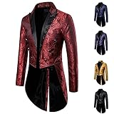 Zilosconcy Steampunk Jacke mittelalterliches Vintage Lang Mantel Lang Gothic Gehrock Devil Cosplay Kostüm Punk Knopf Frack Anzug für Halloween Karneval Maske Party Hochzeit Karneval Winterjack