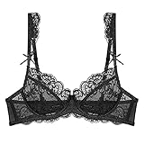 CHY Damen Sexy Spitze Dessous, Alltäglicher Durchsichtiger Blumen Bügel-BH, Komfortabler Nicht Gepolsterter Push-Up-BHS (Color : Pink, Size : 90/40D)