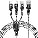 Multi-Ladekabel, 3-in-1-Ladekabel, mehrere USB-Schnellladekabel, Nylon-geflochtener Stecker für iPhone, Android Galaxy, Huawei, Nexus, Nokia, LG, Sony, PS4-Grün (1,2 m)