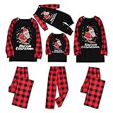 EMATOP Weihnachten Schlafanzug Familie Weihnachts Pyjamas Damen Herren Kinder Pyjama Hausanzug Set Mode Christmas Fun-Nachtwäsche Rentier Muster Sleepwear Lässig Kariertes Langarm Shirts H