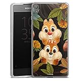 DeinDesign Silikon Hülle kompatibel mit Sony Xperia E5 Case transparent Handyhülle Disney Chip und Chap Offizielles Lizenzproduk