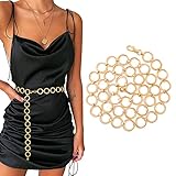 WERFORU Kettengürtel Gold Damen Mode Metall Kettengürtel Körper Bauch Taille Gürtel Legierung Taille Kette Einstellbare Körperkette 110