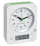 TFA Dostmann 60.1511 Combo Funkwecker mit analoger Uhrzeit und digitaler Weckzeit, besonders leise und genau, 9 x 4 x 11,5 cm, weiß,