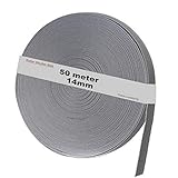 TUKA-i-AKUT 50 m Rolladengurt, 14mm x 50m Rolle Stabiler Gurtband für Rollladen, speziell verstärkte Webkanten, hohe Reißfestigkeit Scheuerfestigkeit, UV Beständigkeit, Grau, TKB5201 Grey