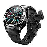 Smart Watch Eingebauter Bluetooth-Ohrhörer-Lautsprecher, 2-in-1-Smartwatch mit Ohrhörern, Körperthermometer Full-Touchscreen-Sport-Smart-Armband-Schw